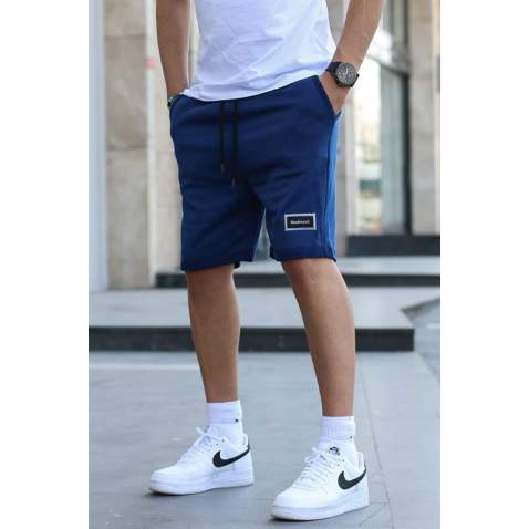 Men Basic Navy Blue Capri Shorts - Lacivert