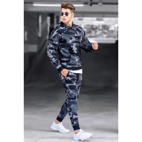 Madmext Anthracite Camouflage Patterned Tracksuit Set 4765 - Antrasit