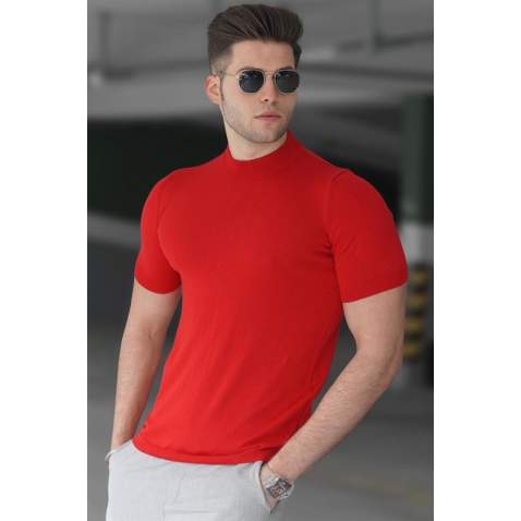 Madmext Men Mock Neck Knitwear Red T-shirt 5069 - Kırmızı