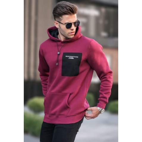 Maroon Printed Hoodie Sweatshirt 6004 - Bordo