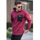 Maroon Printed Hoodie Sweatshirt 6004 - Bordo