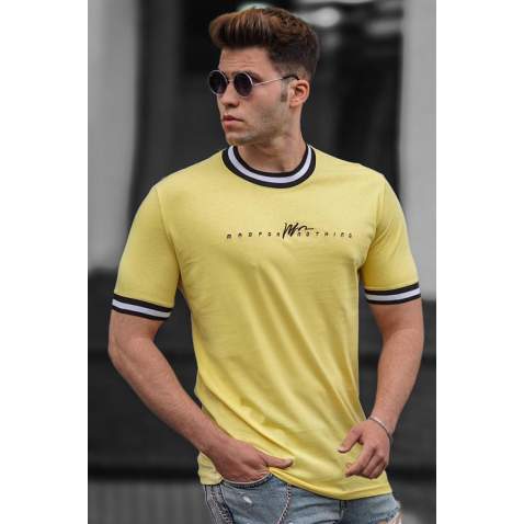 Madmext Men Printed Yellow T-shirt 5232 - Sarı