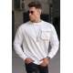 Madmext Men Crewneck Ecru Sweatshirt 5320 - Ekru