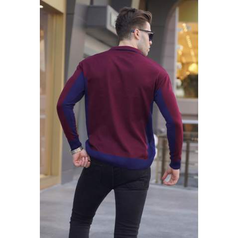 Maroon Knitwear Polo Sweater 5797 - Bordo