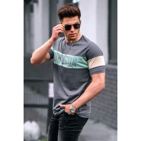 Men Printed Smoke Gray T-Shirt 5850 - Füme