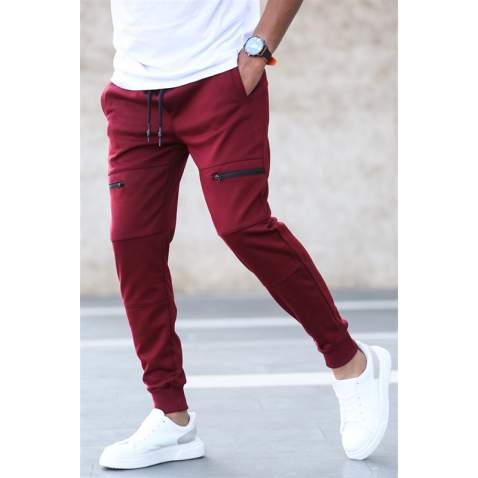 Madmext Men Plain Maroon Sweatpants 4827 - Bordo