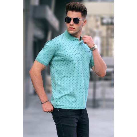 Men Designed Mint Green Polo T-Shirt 5889 - Mint yeşili