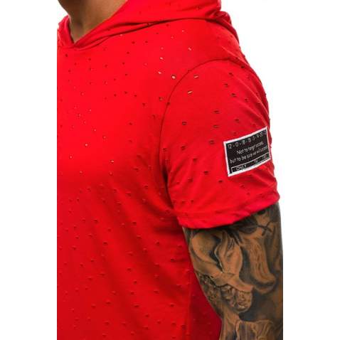 Madmext Red Rapped T-shirt wirh Hood for Men 3069 - Kırmızı