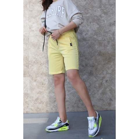 Mad Girls Yellow Capri Shorts MG1171 - Sarı