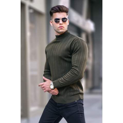 Khaki Mock Turtleneck Knitwear Sweater 5786 - Haki