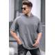 Men Anthracite Oversize Hoodie T-Shirt 5853 - Antrasit