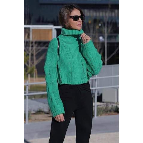 Mad Girls Green Turtleneck Sweater MG1325 - Yeşil