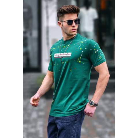 Madmext Men Printed Green T-shirt 5814 - Yeşil