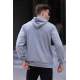 Dye Gray Printed Hoodie Sweatshirt 6009 - Boyalı gri