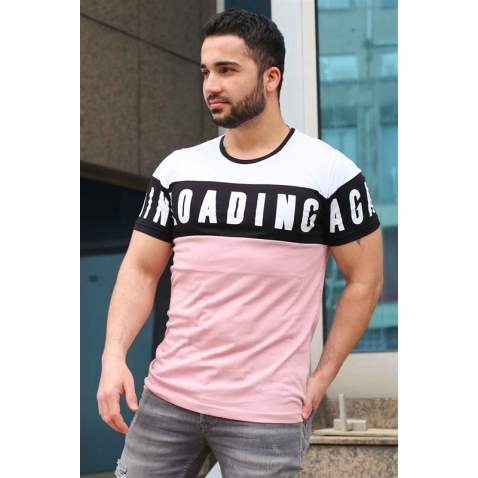 Madmext Soft Pink "Loading" Printed T-shirt for Men 2974 - Pudra