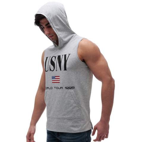 Sleeveless T-Shirt In Hooded Grey 2887 - Gri