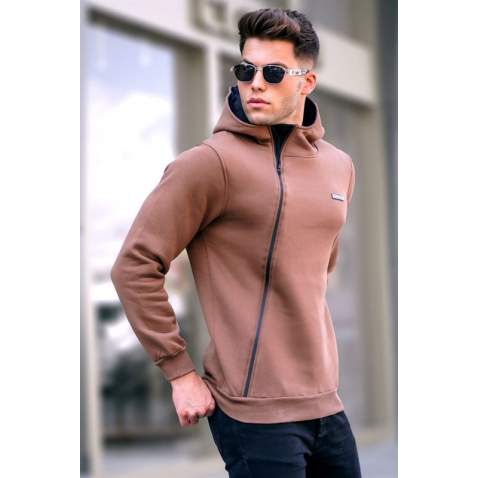 Madmext Men Brown Sweater With Zipper 5335 - Kahverengi