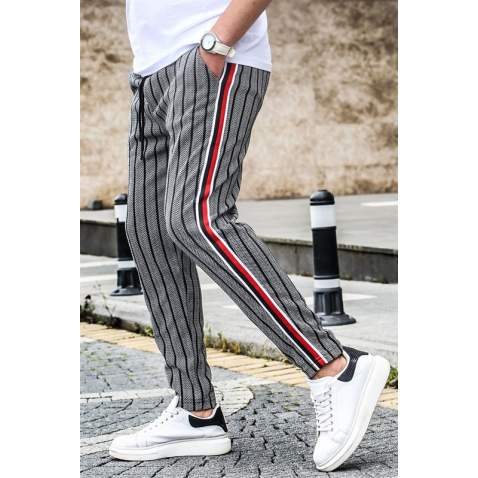 Madmext Grey Striped Sweatpants 4205 - Gri