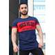 Madmext Navy Blue Printed T-shirt for Men 3013 - Lacivert