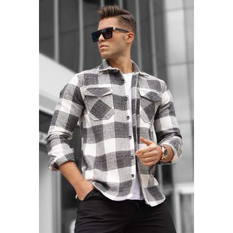 Madmext Men Gray Plaid Shirt 5520 - Gri