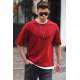 Madmext Maroon Oversize T-shirt for Men 4978 - Bordo