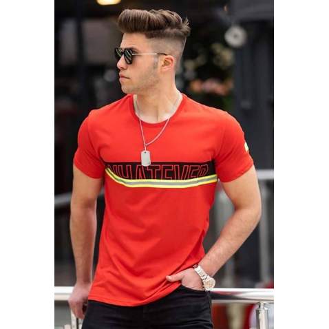 Madmext Red Printed T-shirt for Men 4610 - Kırmızı