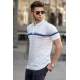 Men Striped White Polo T-Shirt 5734 - Beyaz