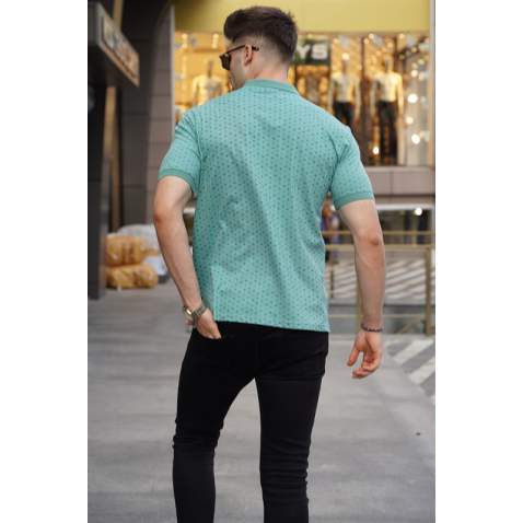 Men Designed Mint Green Polo T-Shirt 5889 - Mint yeşili