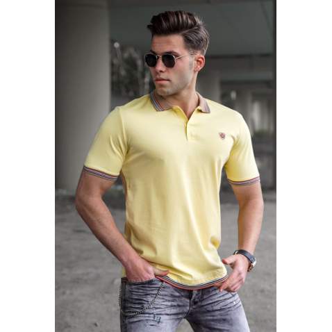 Madmext Men Yellow Knitted Polo T-shirt 5116 - Sarı