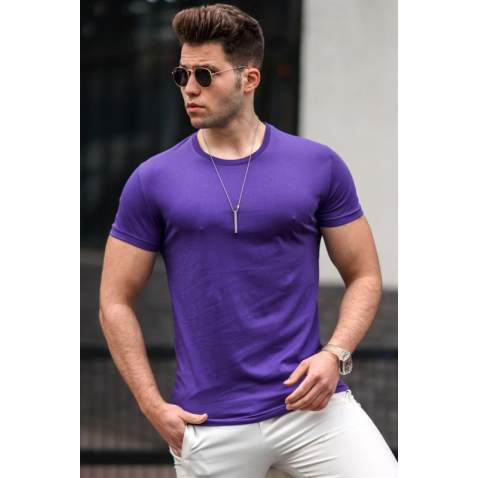 Madmext Men Basic Purple T-shirt 3006 - Mor