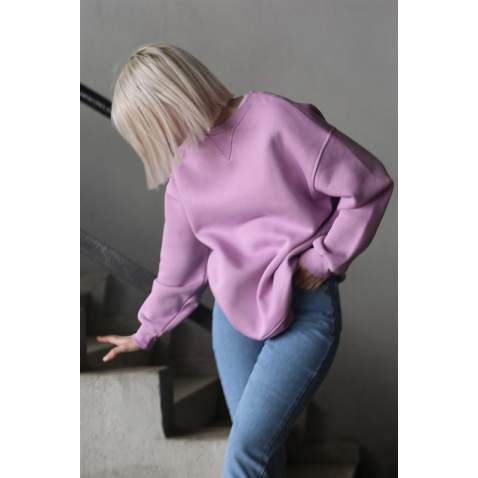 Lila Kaşkorse Detaylı Bisiklet Yaka Sweatshirt MG1567 - Lila