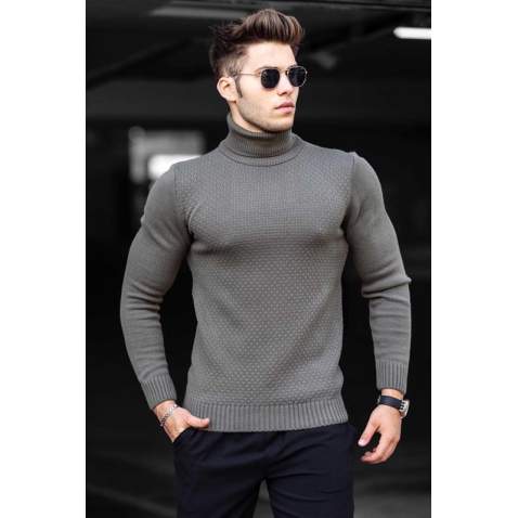 Madmext Khaki Turtleneck Jumper 4659 - Haki