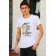 Madmext White Printed T-shirt for Men 4016 - Beyaz