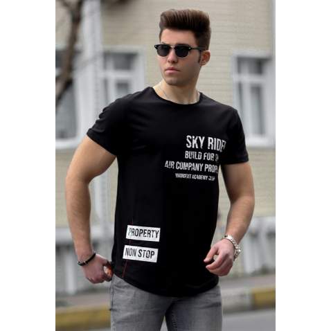 Madmext Black Printed T-shirt for Men 4457 - Siyah