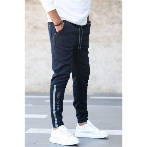 Madmext Men Printed Navy Blue Sweatpants 4213 - Lacivert