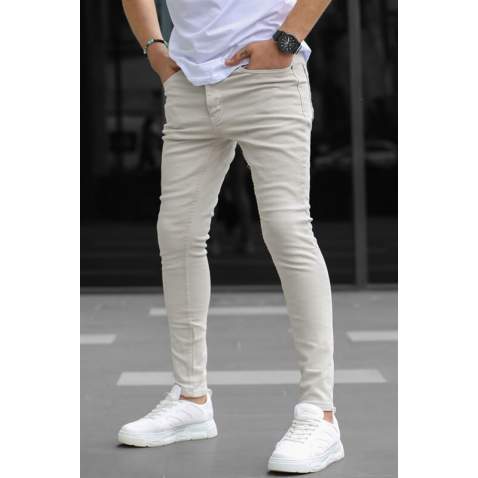 Men Light Beige Slim Fit Jeans - Açık bej