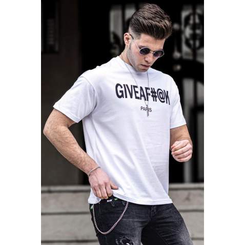 Madmext White Printed T-shirt for Men 4969 - Beyaz