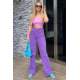 Purple High Waist Basic Palazzo Jeans MG1547 - Mor