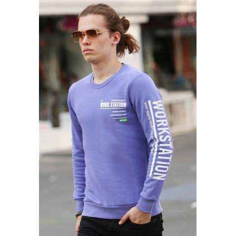 Madmext Baskılı Mor Sweatshirt 4161 - Mor