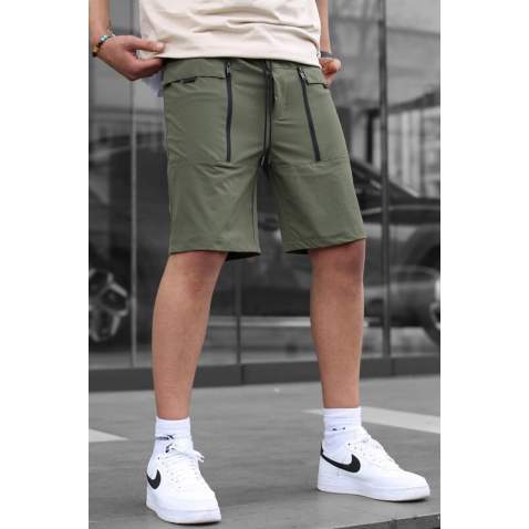 Men Basic Khaki Capri Shorts - Haki