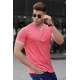 Madmext Men V Neck Plain Fuchsia T-shirt 5278 - Fuşya