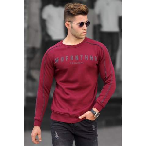 Madmext Men Crewneck Maroon Sweatshirt 5319 - Bordo