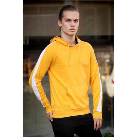 Madmext Yellow Printed Hoodie 4116 - Sarı