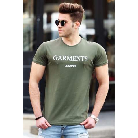 Madmext Khaki Printed T-shirt for Men 4018 - Haki