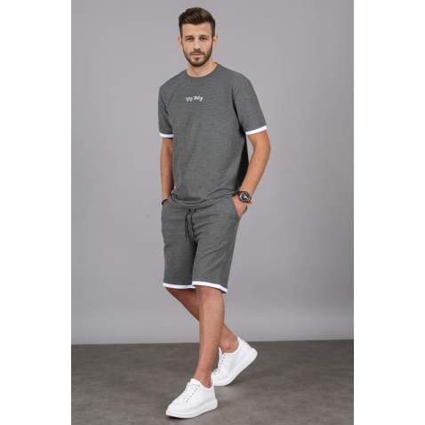 Madmext Men Oversize Anthracite Shorts Set 5373 - Antrasit