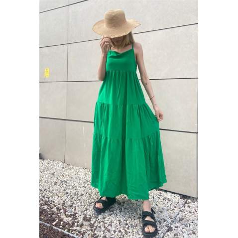 Women Green Long Dress - Yeşil