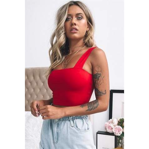 Women Red Crop Top MG1487 - Kırmızı