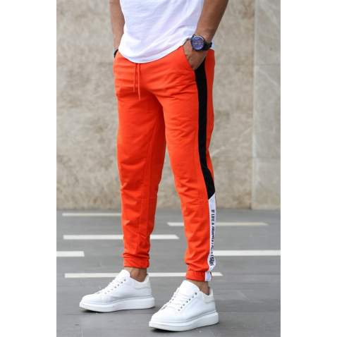 Madmext Orange Striped Sweatpants 2928 - Turuncu