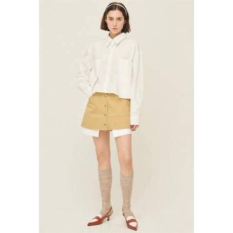 Women Beige Basic Mini Skirt - Bej