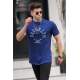 Madmext Men Printed Navy Blue T-shirt 5371 - Lacivert